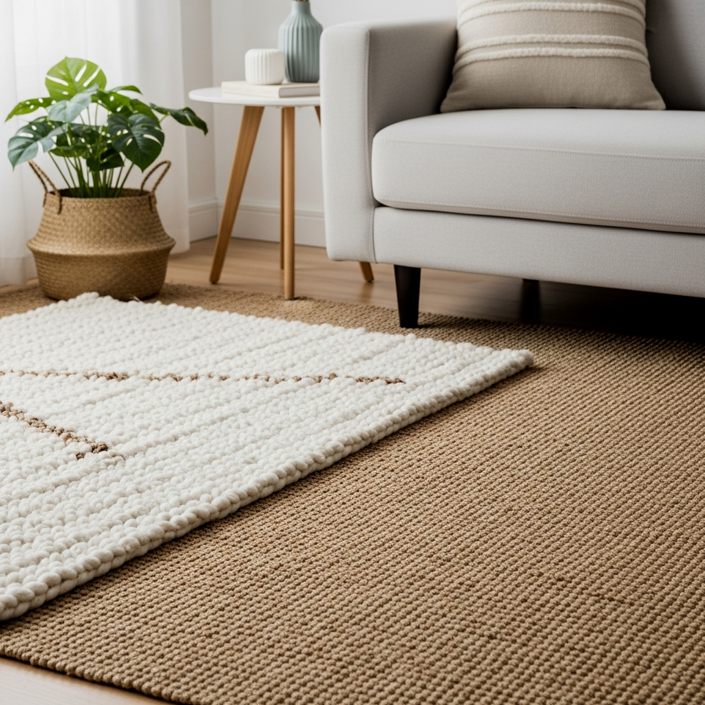 Layered Chunky Wool and Jute Rugs