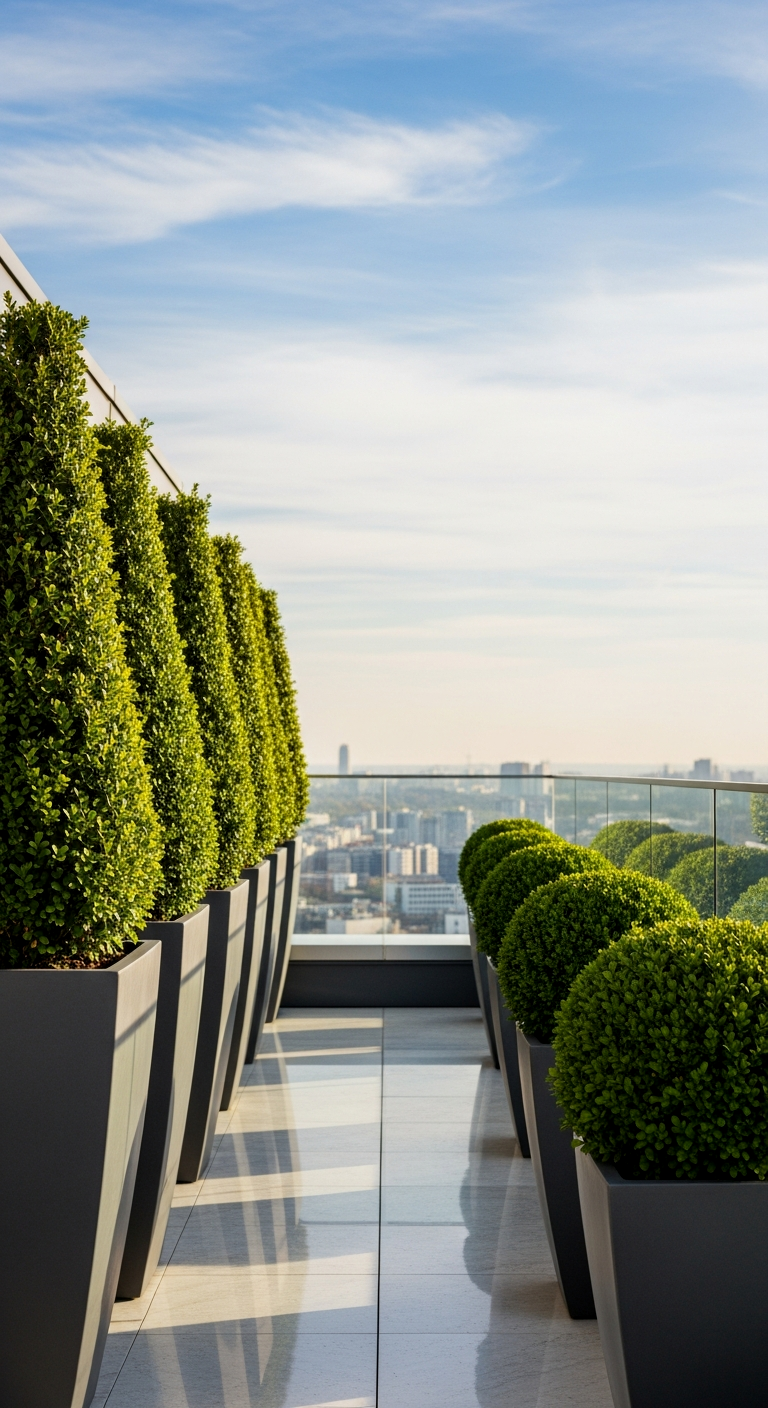 Tall Manicured Shrubs