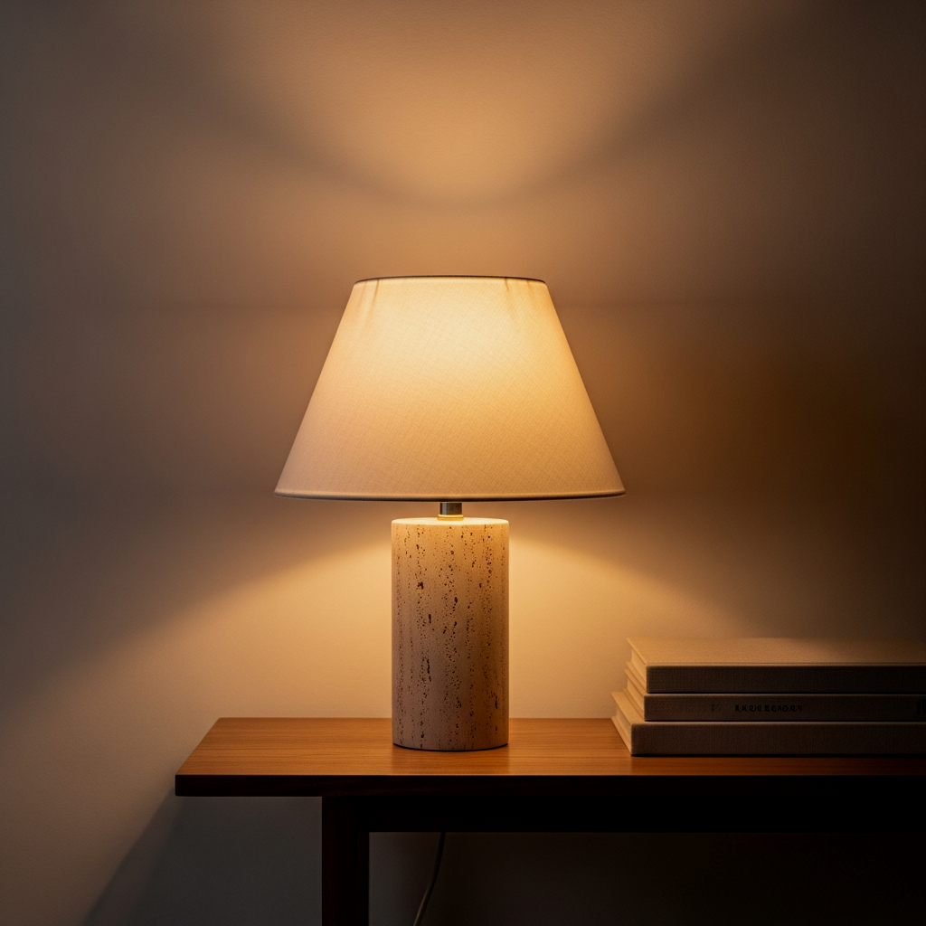 Natural Stone and Silk Table Lamps