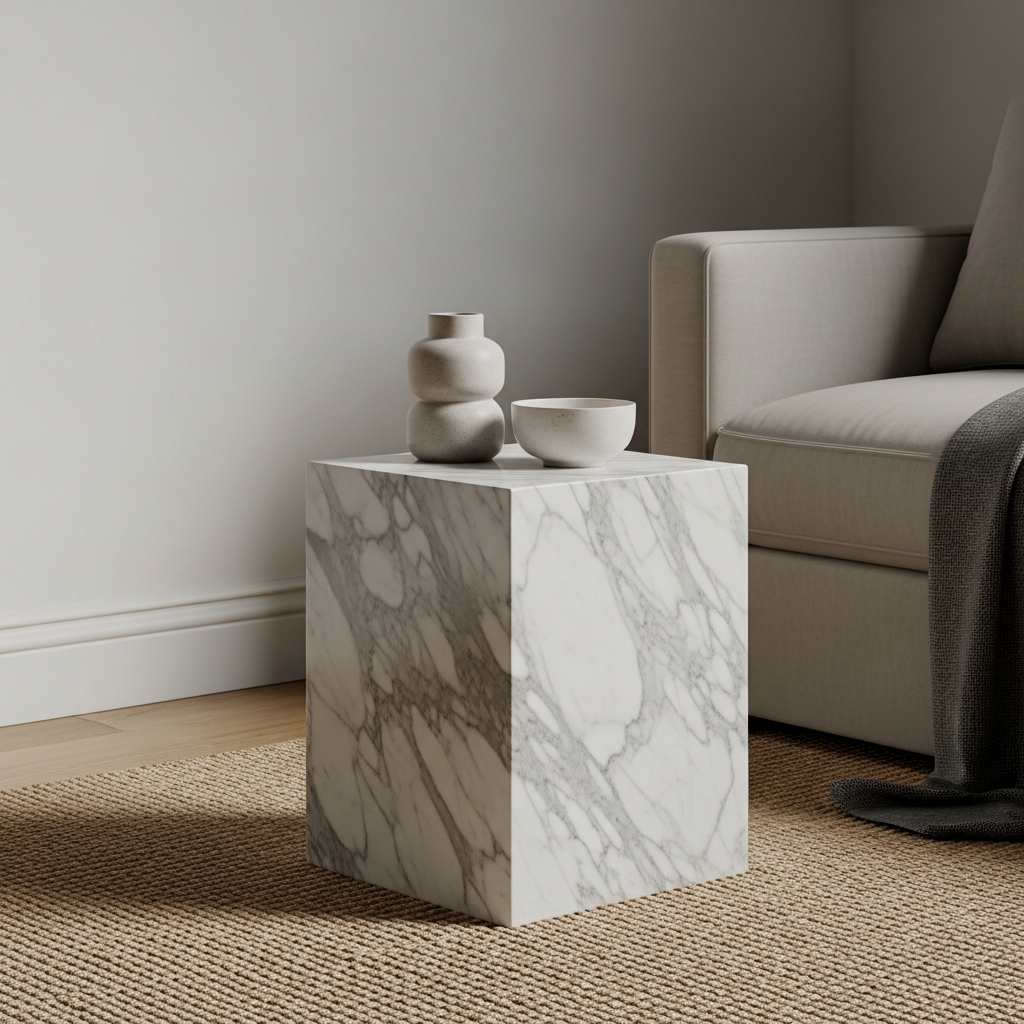 The Honed Marble Plinth Table
