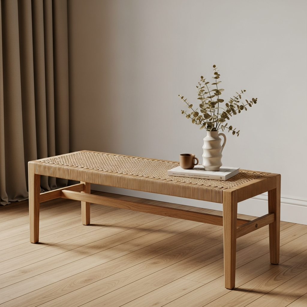 The Woven Rattan Bench Coffee Table