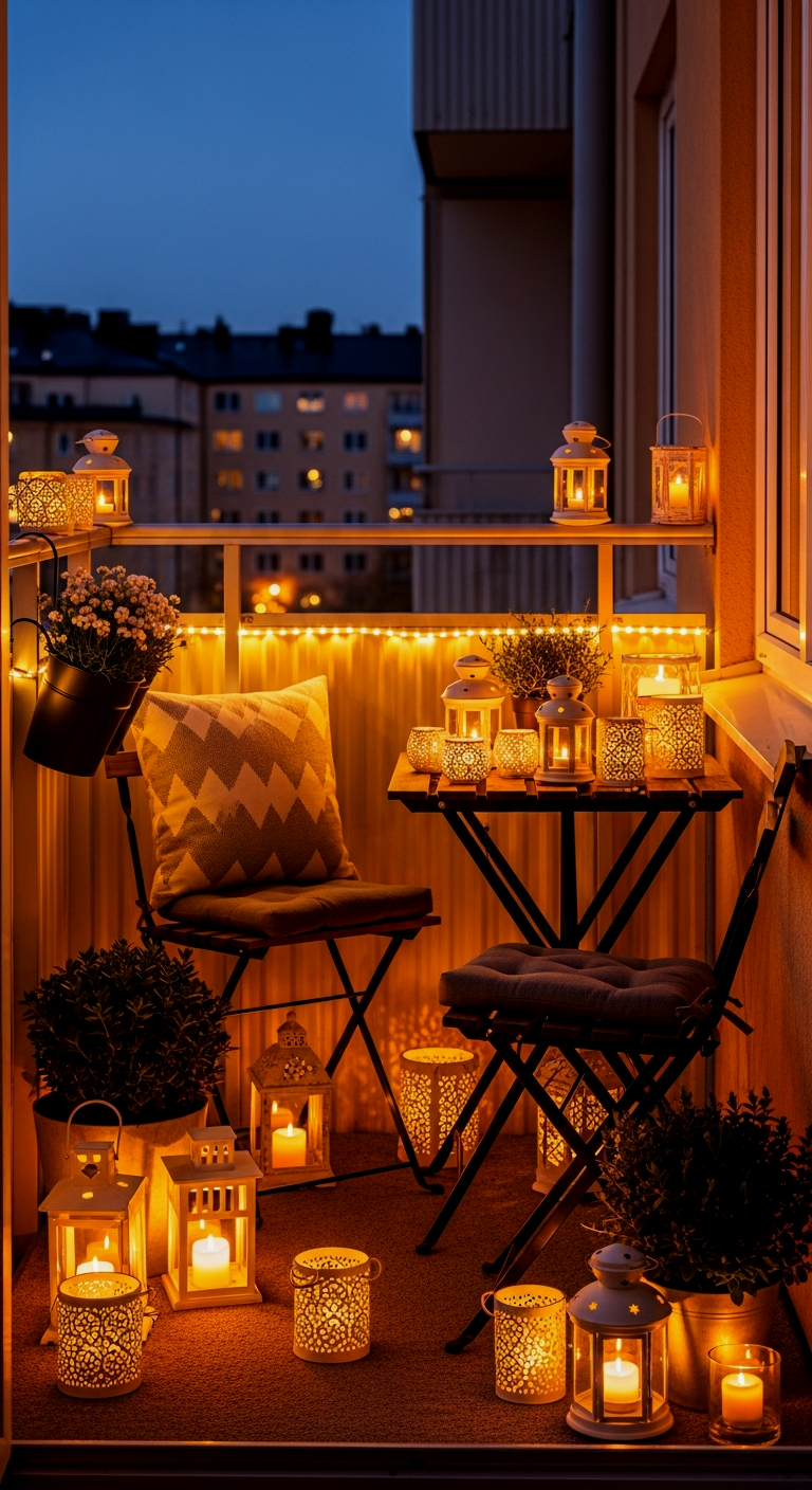 Atmospheric Evening Balcony Lighting