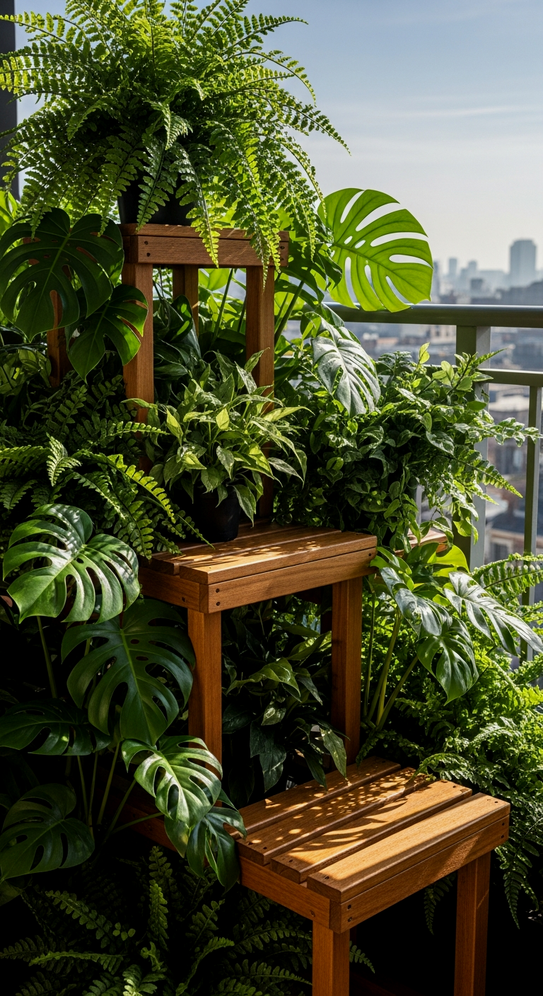 Potted Plant Stand with Integrated Seating