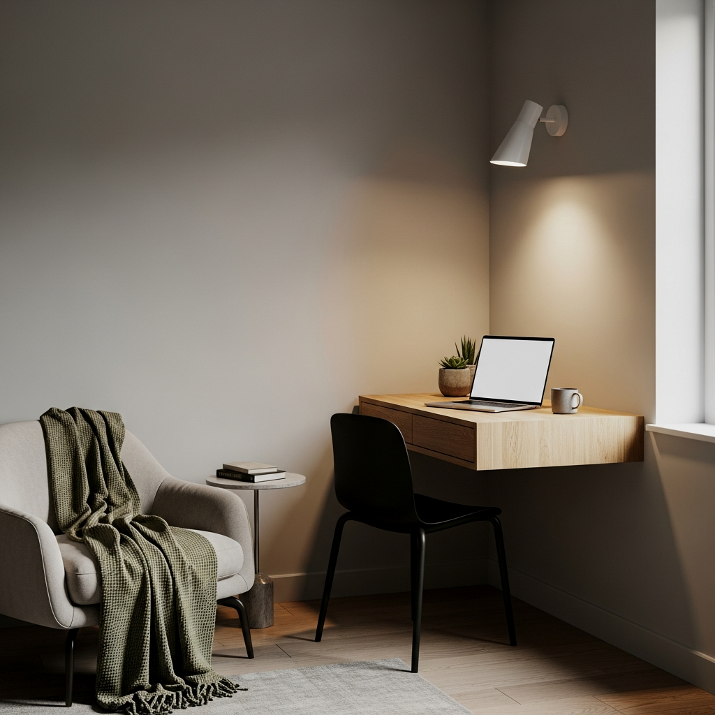 Floating Desks for a Hidden Home Office Corner