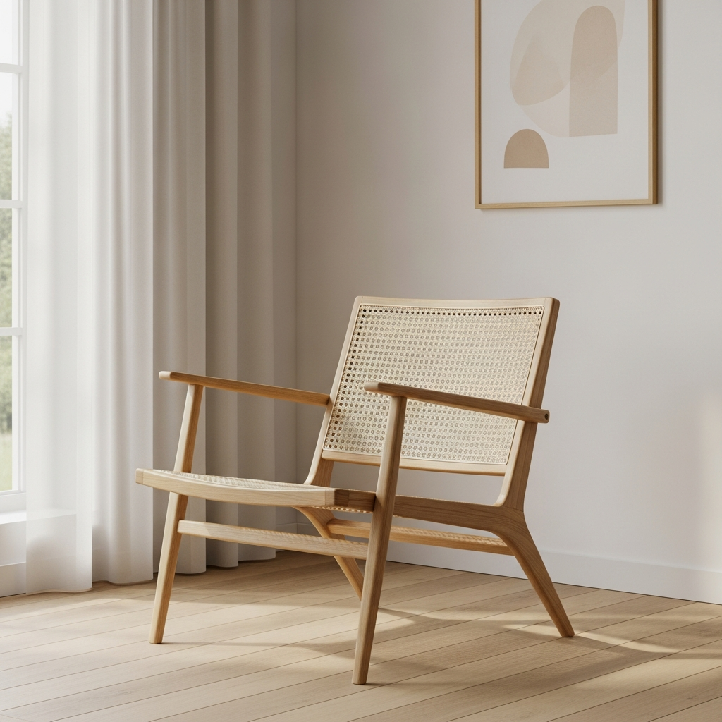 The Oak and Cane-Back Lounge Chair