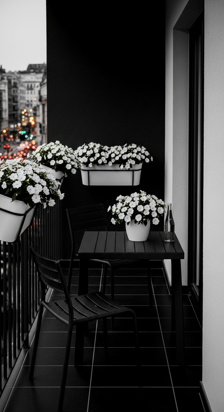 Monochrome Style for Small Balconies