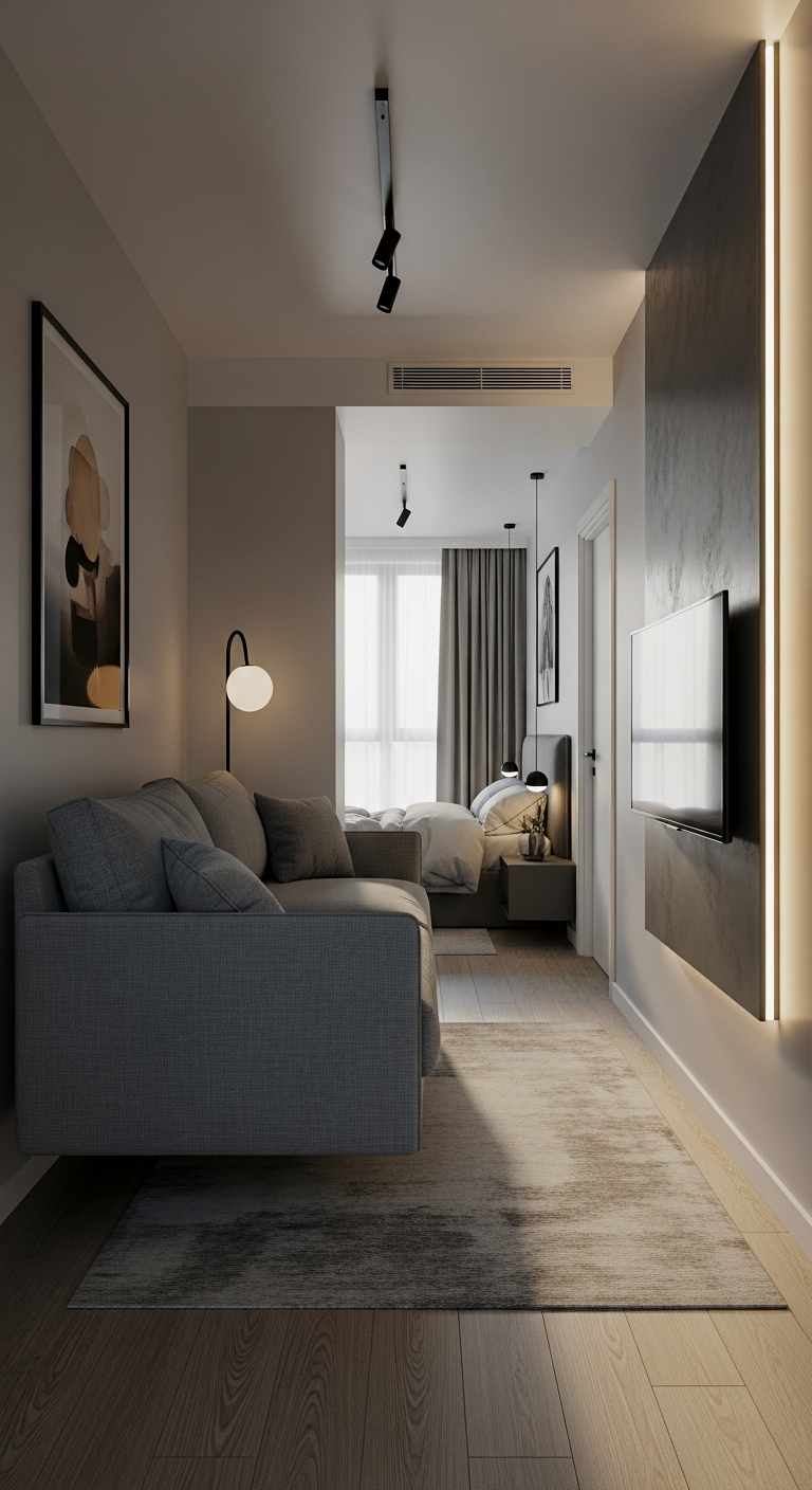 The Floating Sofa Trick for Open Concept Studios