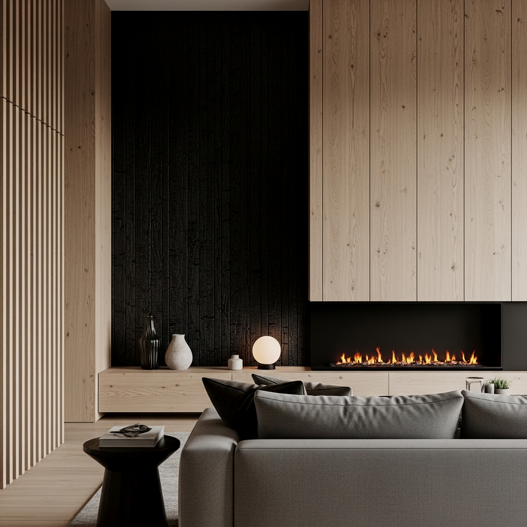 Charred Timber & Soft Grey Contrast