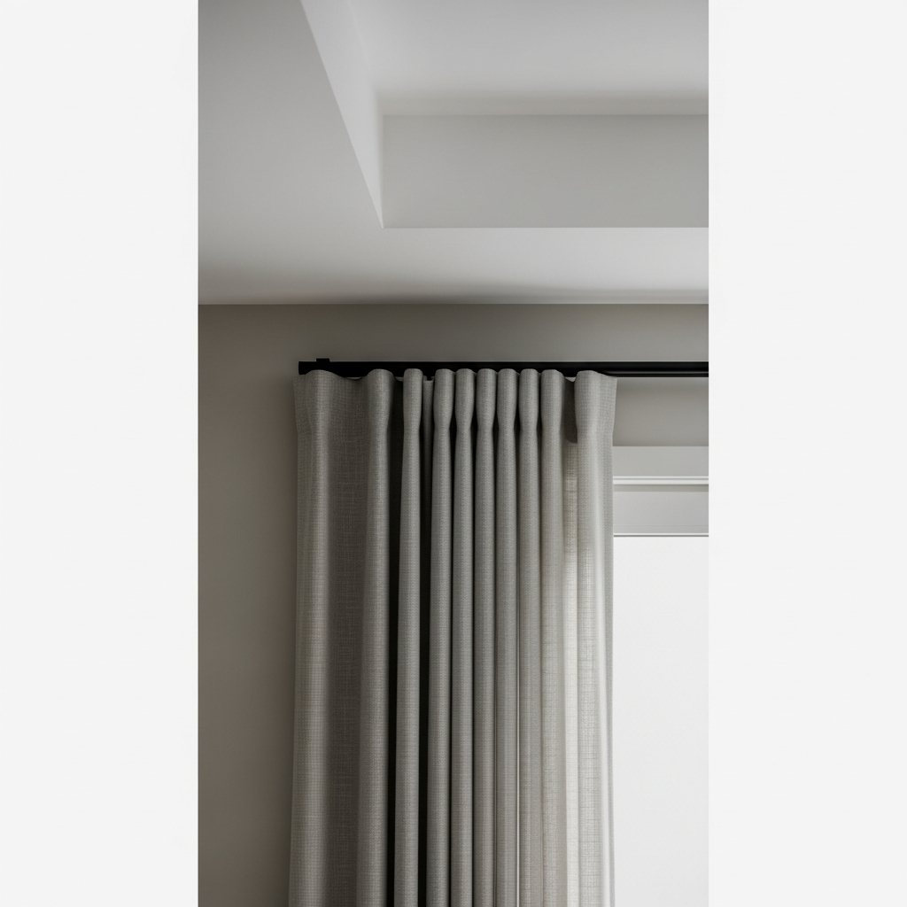 The Matte Black Curtain Rod Detail