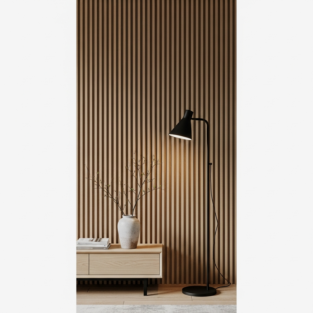 The Architectural Statement: Vertical Slatted Wood Feature Walls