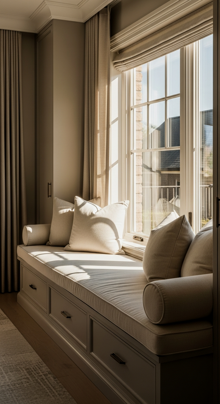 Integrated Window Seat Drawers