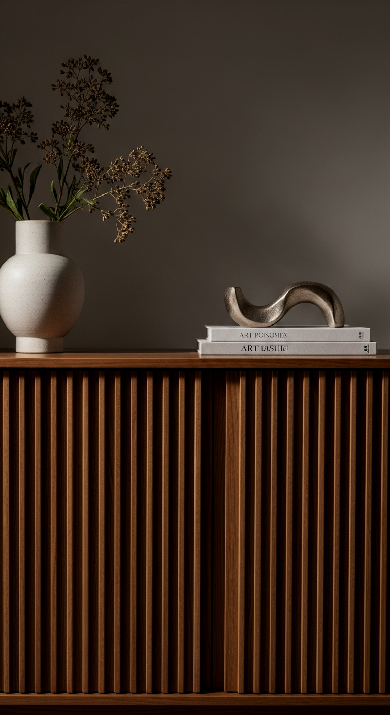 Fluted Wood Media Consoles