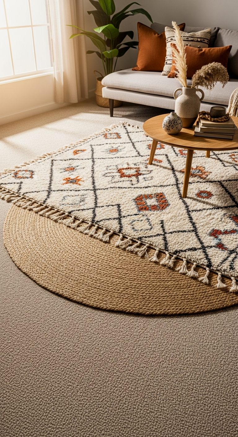 Rug Layering Over Rental Carpet