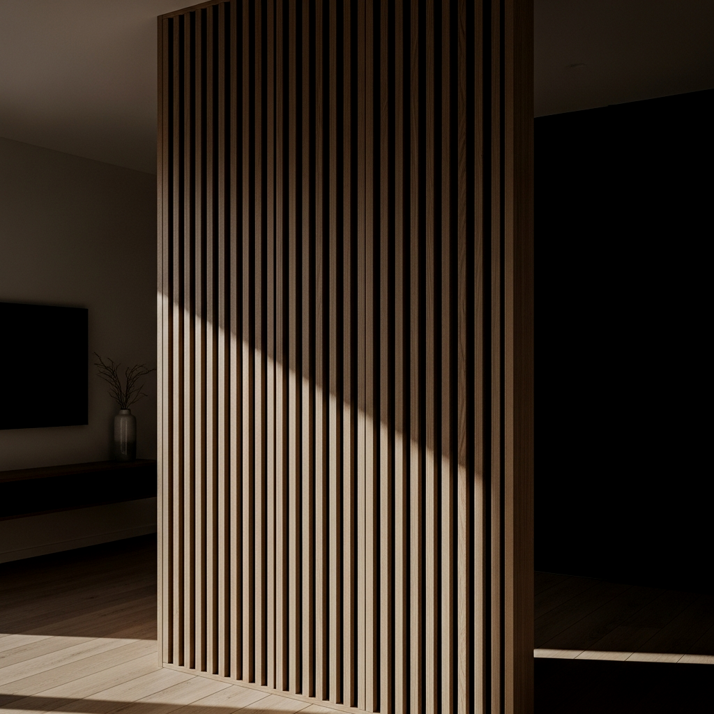 Vertical Wood Slat Feature