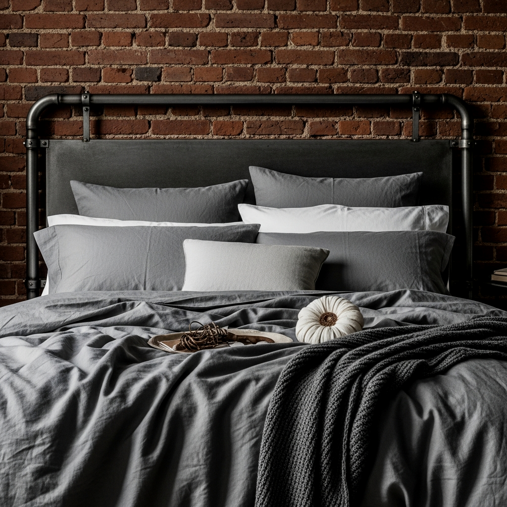 Monochromatic Gray Linen Bedding