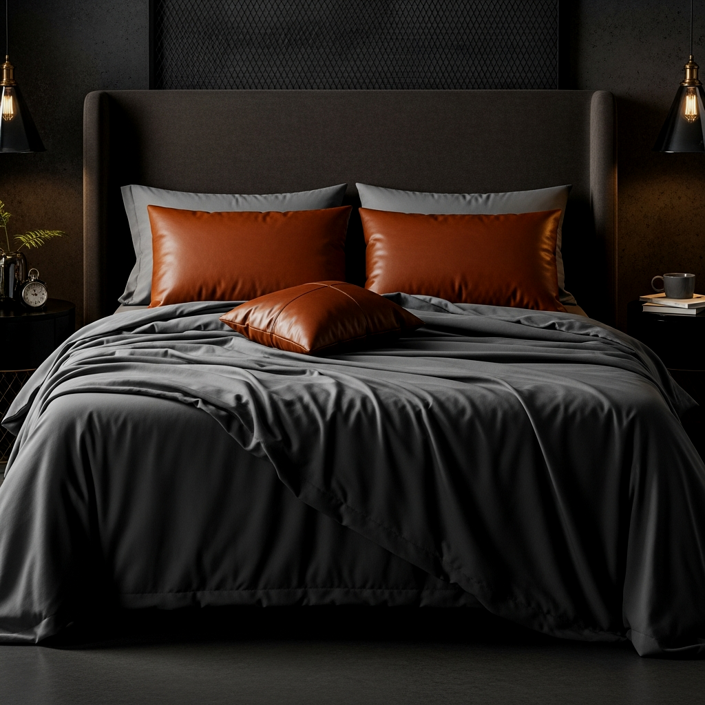 Faux Cognac Leather Pillow Accents