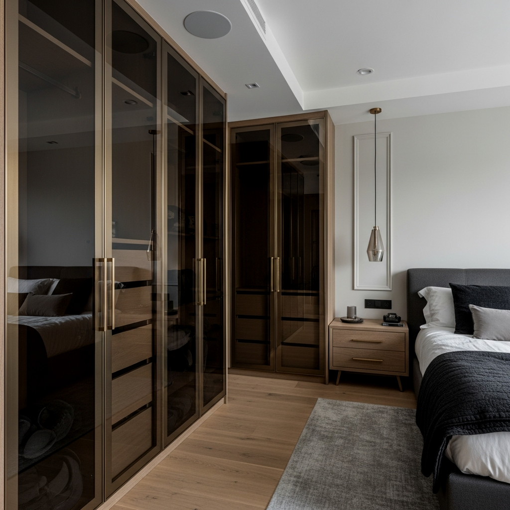 Polished Steel and Smoked Glass Accents