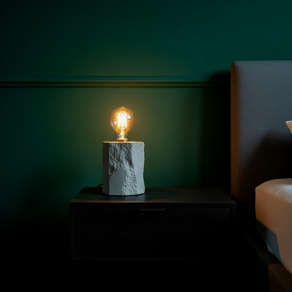 Concrete Table Lamps with Warm Bulbs