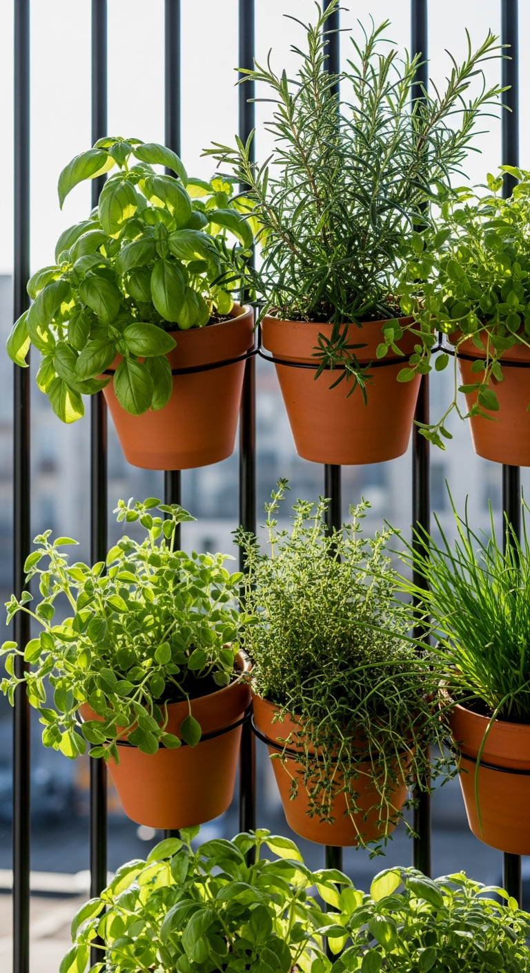 Railing-Mounted Herb Garden
