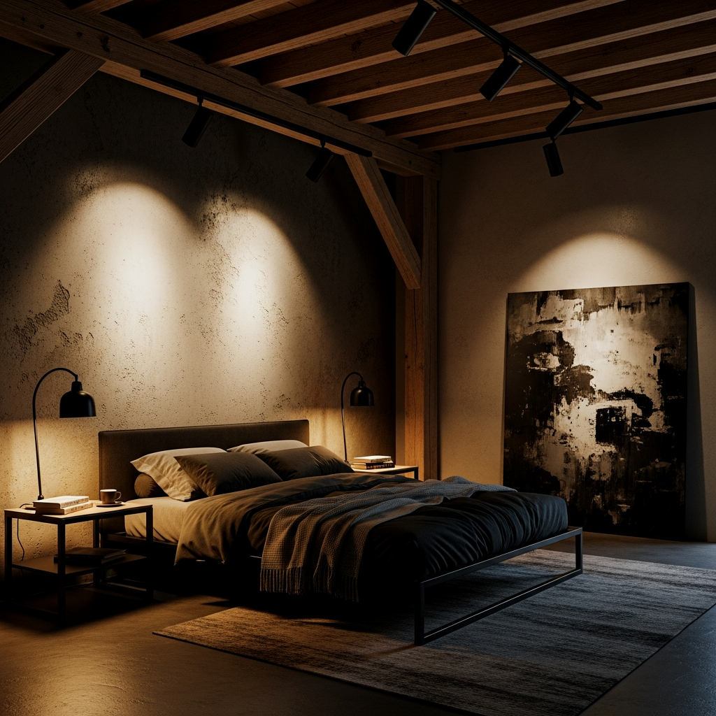 Black Track Lighting on Beams