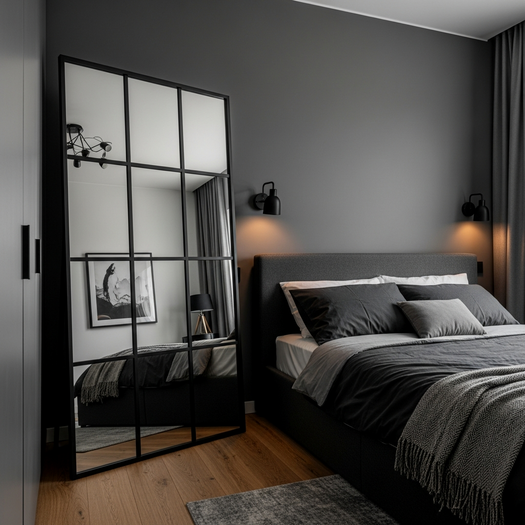 Industrial Framed Mirrors for Depth
