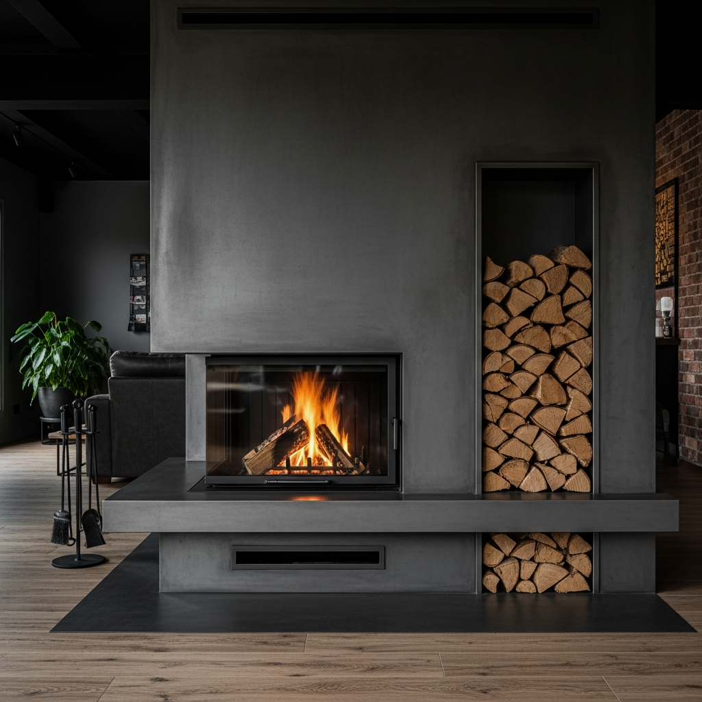 Brutalist Cast Iron Mantel