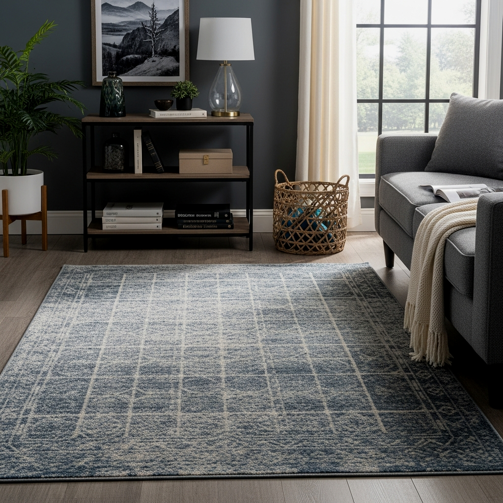 Hand-Knotted Geometric Wool Rug