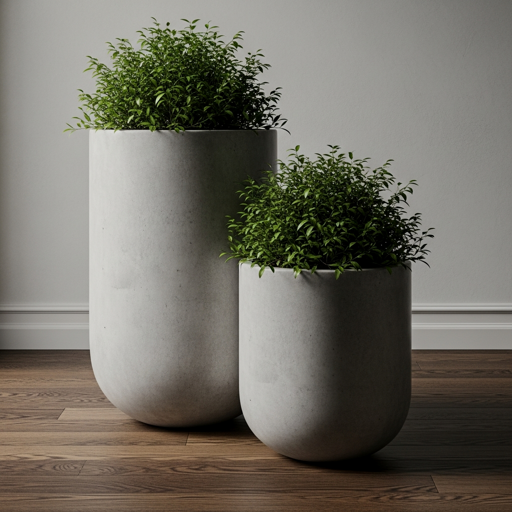 Polished Concrete Pedestal Planters