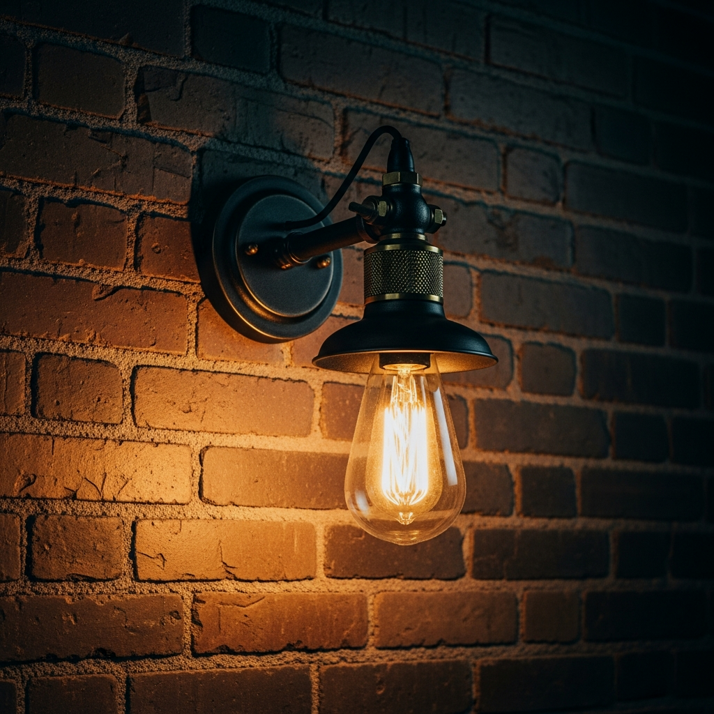 Industrial Brass and Steel Sconces