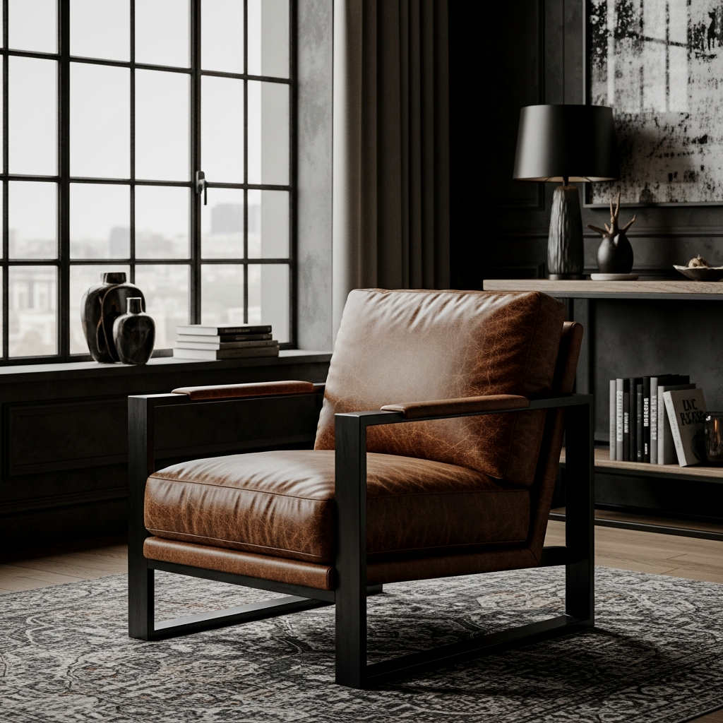 Rule 10: Pair Distressed Leather with Dark Metals