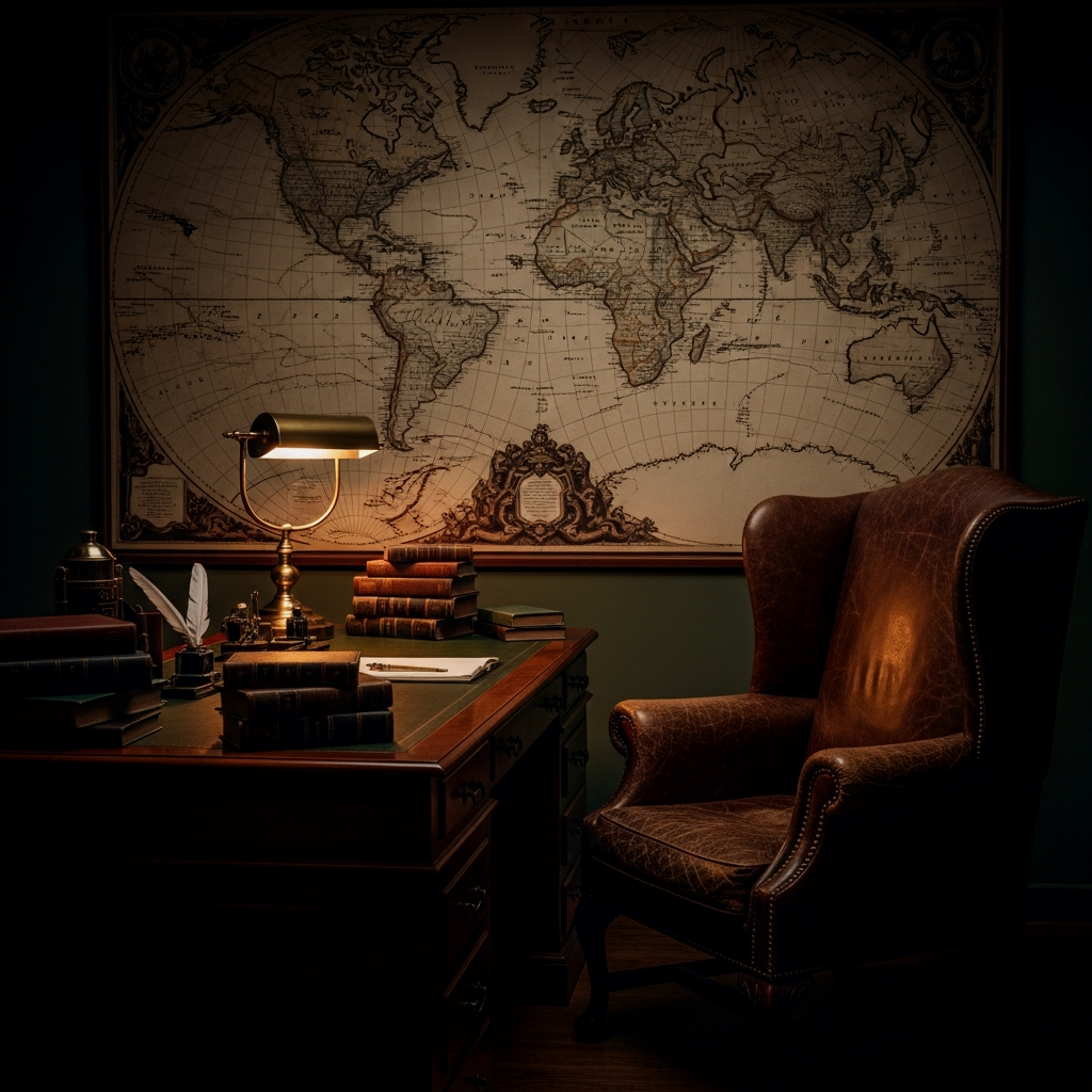 Vintage Map & Mahogany