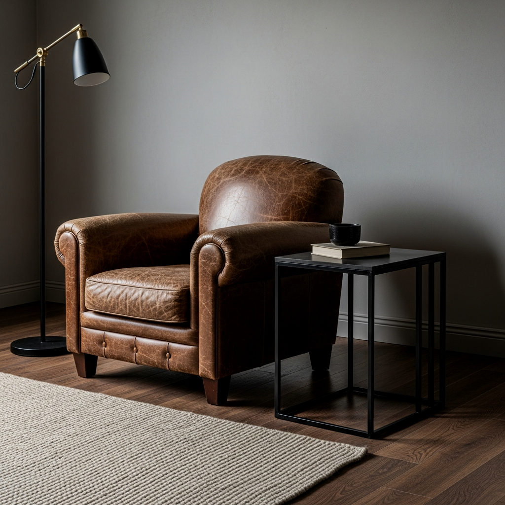 10 Leather Furniture Rules: Mixing Distressed Textures