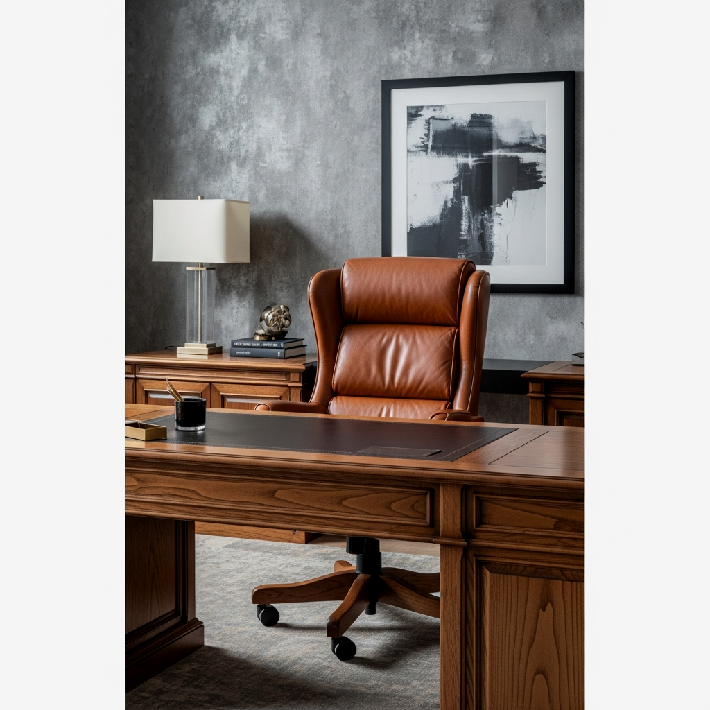 Texture and Tone: The Leather and Wood Blend