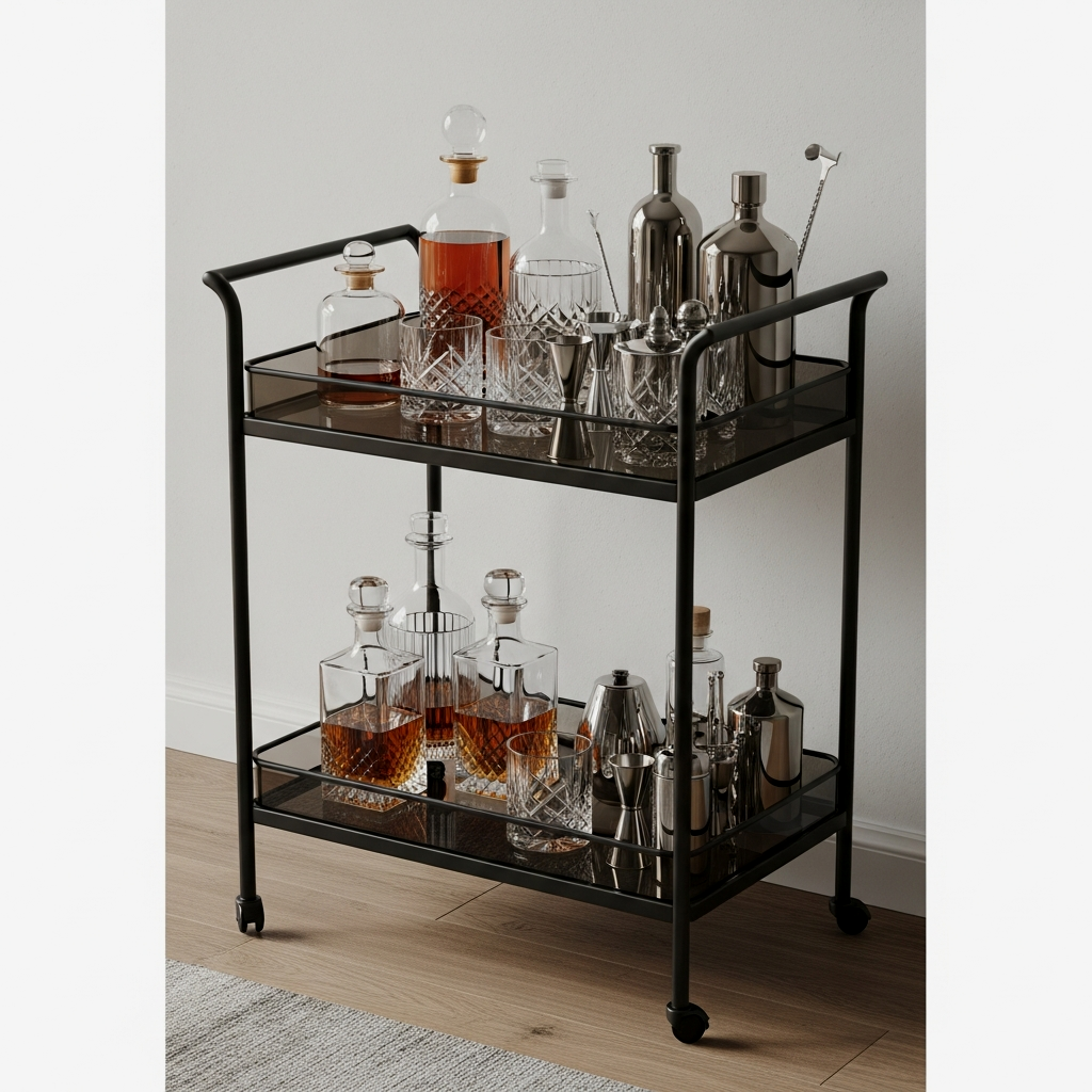 Metal and Glass Bar Cart