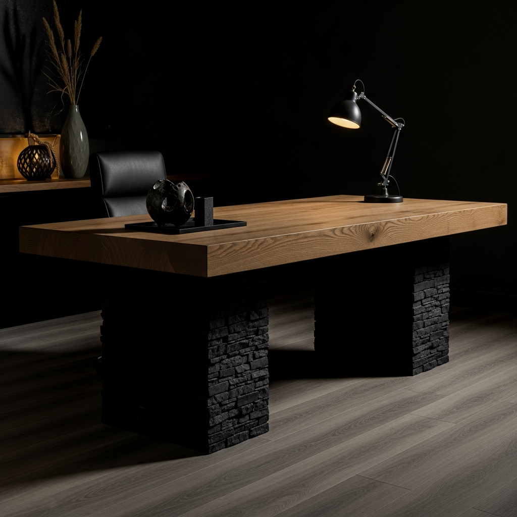 The Executive Plinth: Stone and Oak Gravity