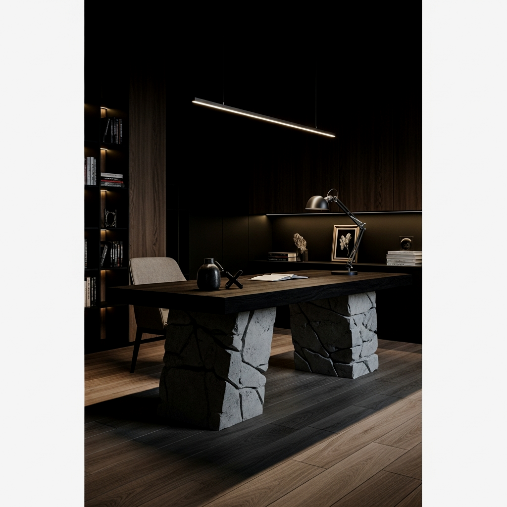 The Executive Plinth: Concrete and Ebony Wood