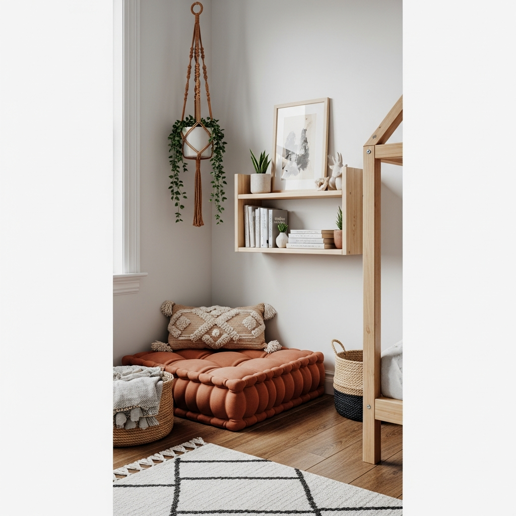 Low-Profile Floor Cushion Reading Nook