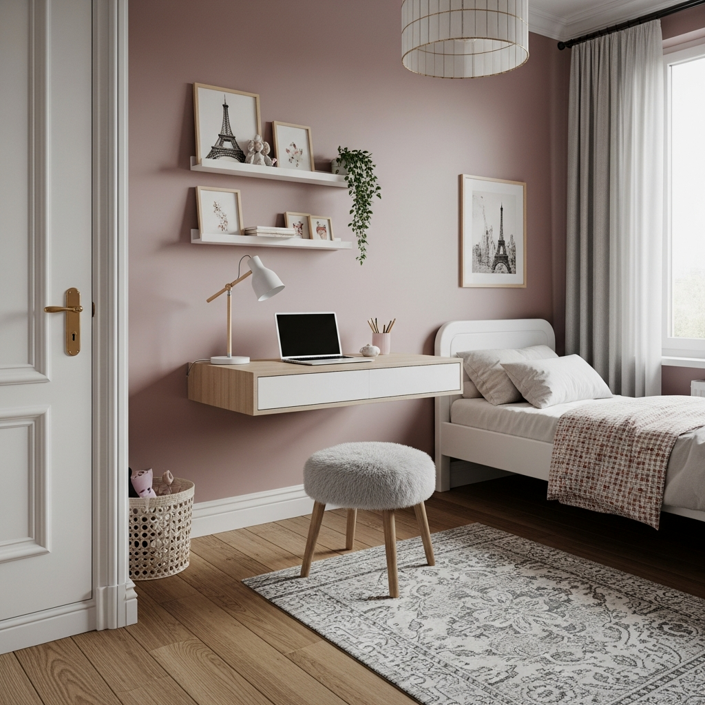 Minimalist Floating Desk and Bench