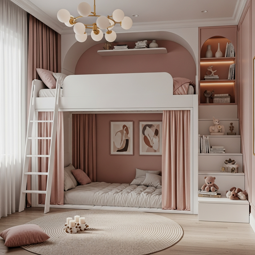 Floating Loft Bed with Play Zone Below