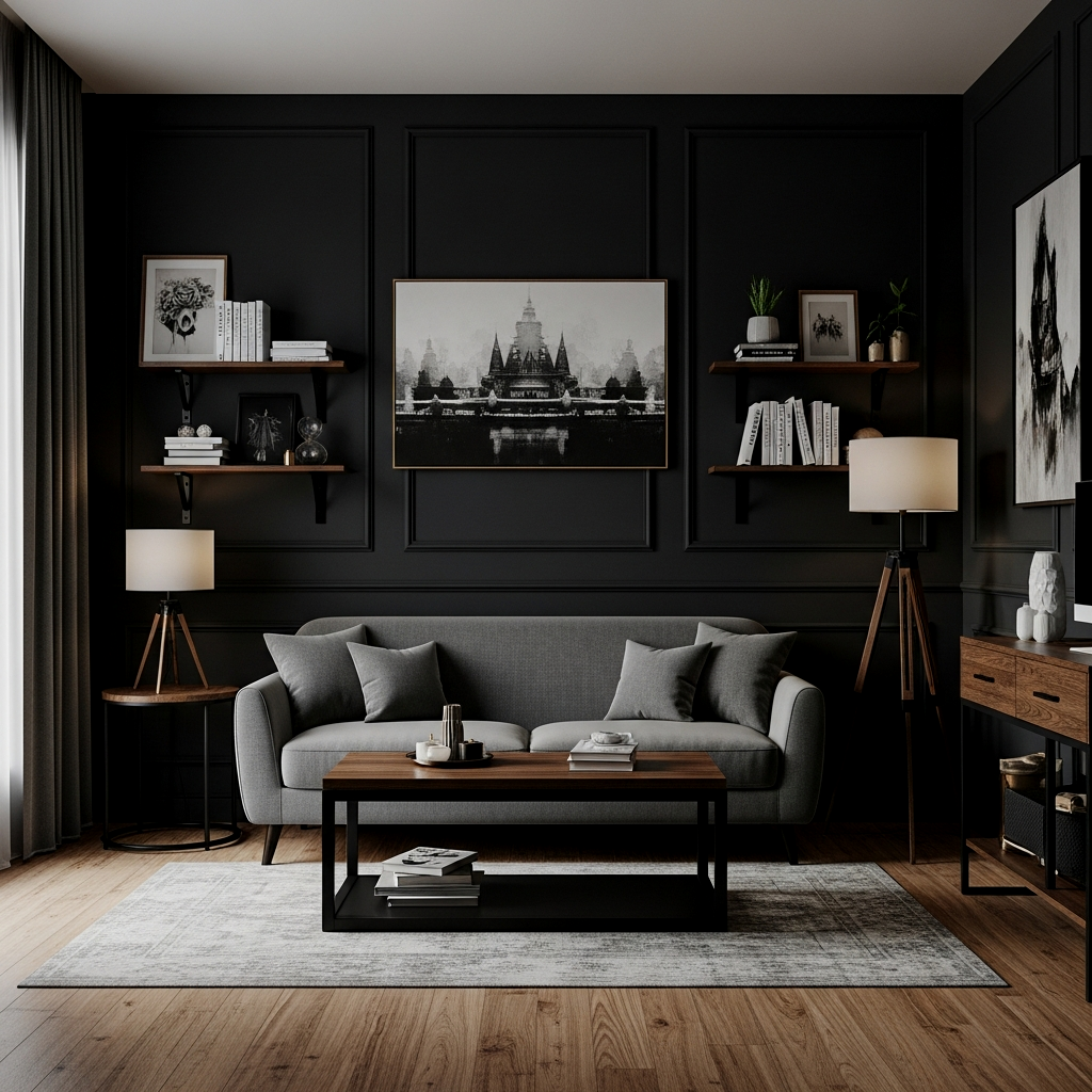 Moody Charcoal Tones in Small Spaces