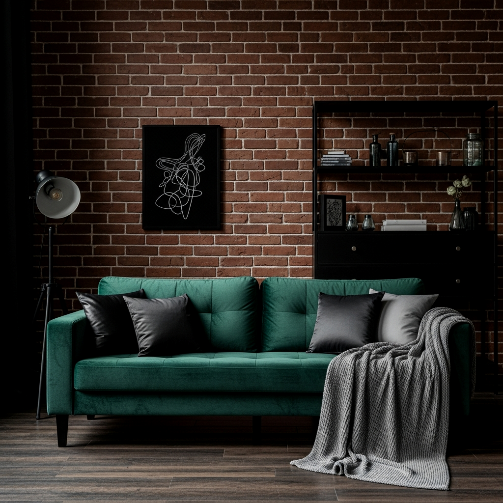 Deep Emerald Velvet Statement Sofa