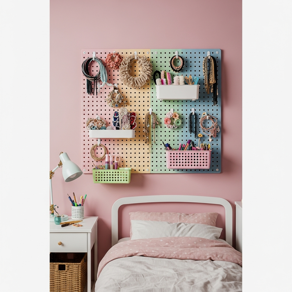 Pastel Pegboard Art and Accessory Wall