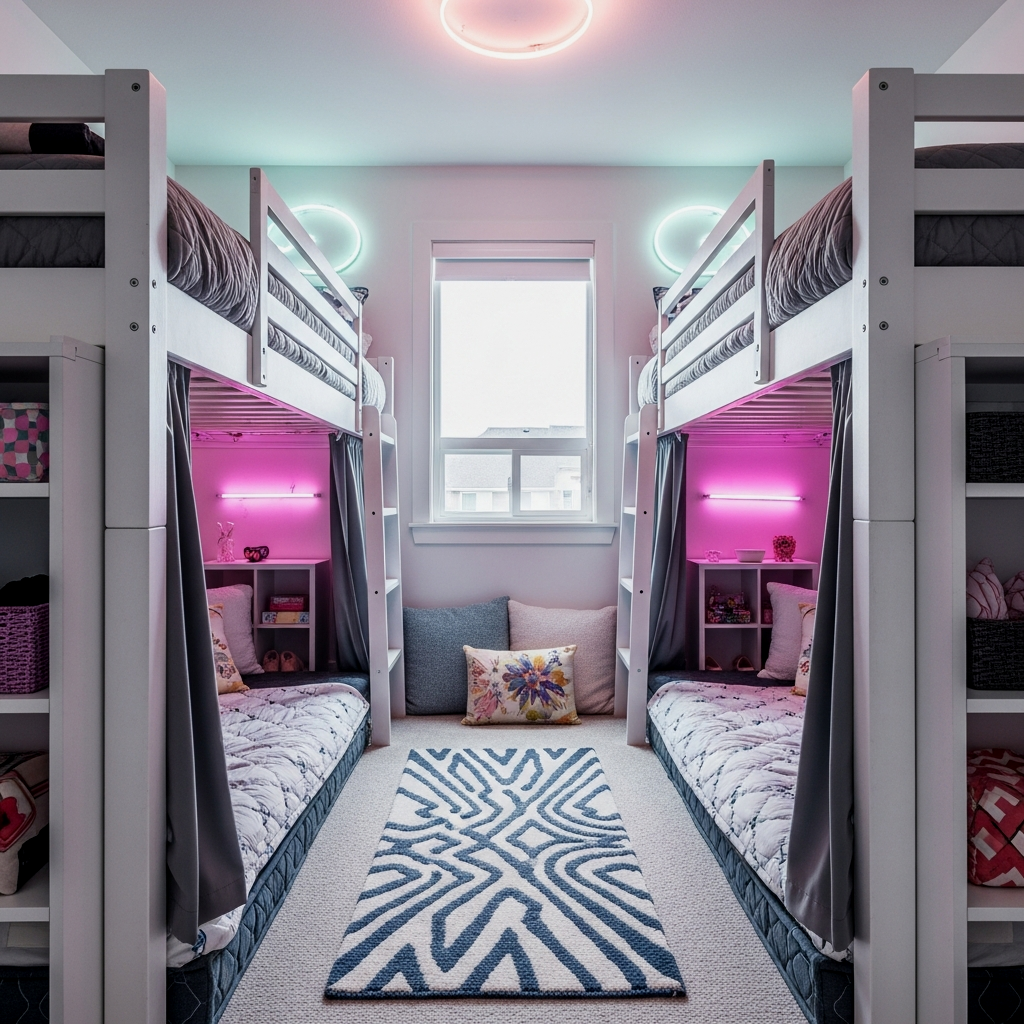 Dual High-Loft Beds with Bottom Sanctuaries