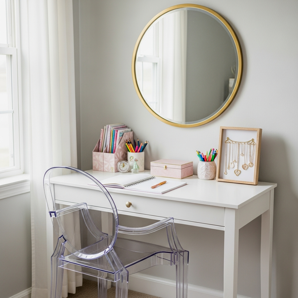 Dual-Purpose Desk and Vanity Workspace