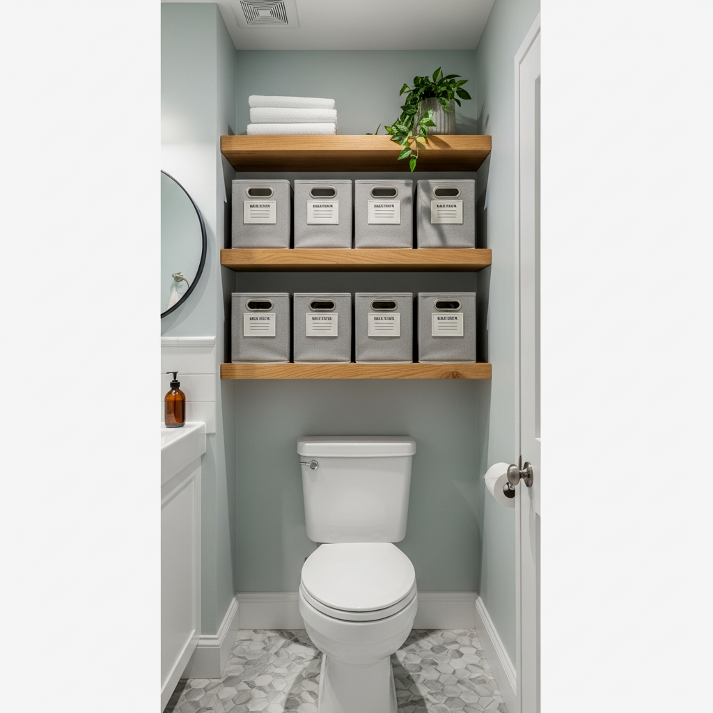 Back-Stock Storage Bins Above the Toilet