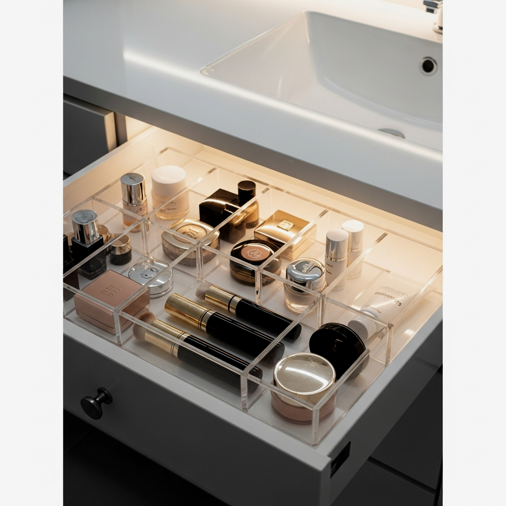 Invisible Acrylic Drawer Dividers for Cosmetics
