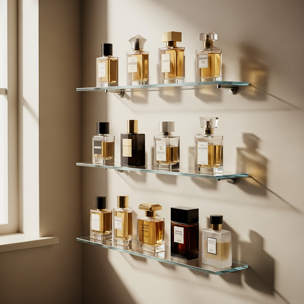 Floating Glass Shelves for Daily Fragrances