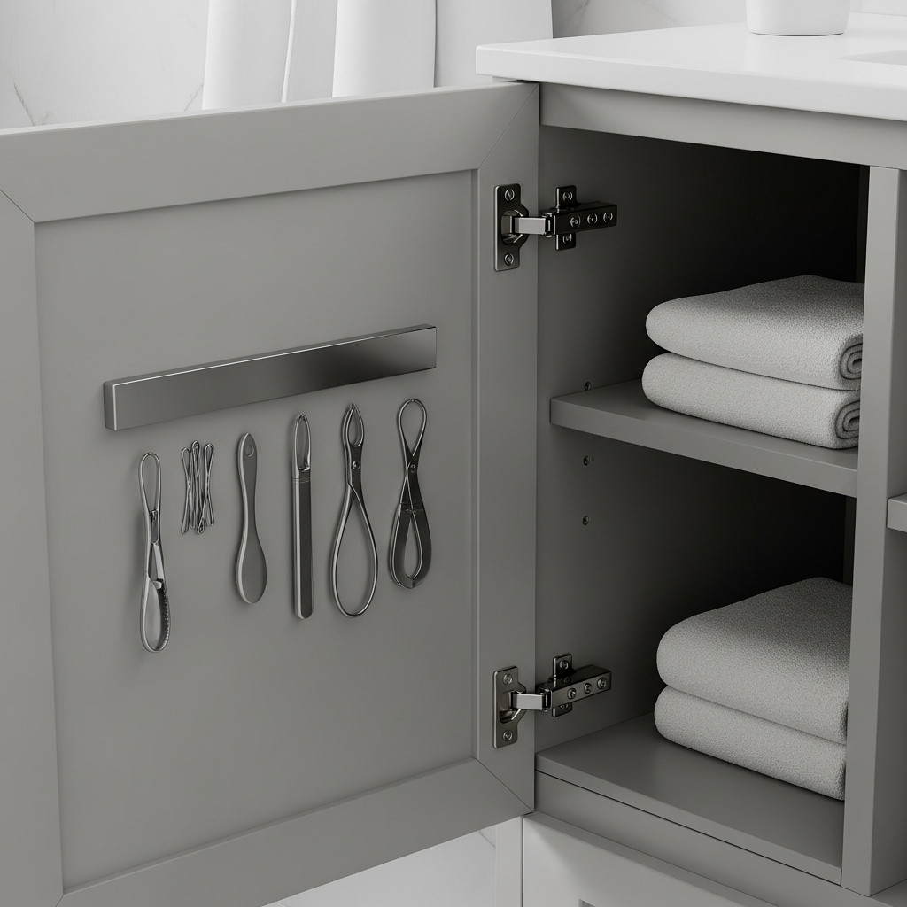 Magnetic Grooming Station Inside Cabinets