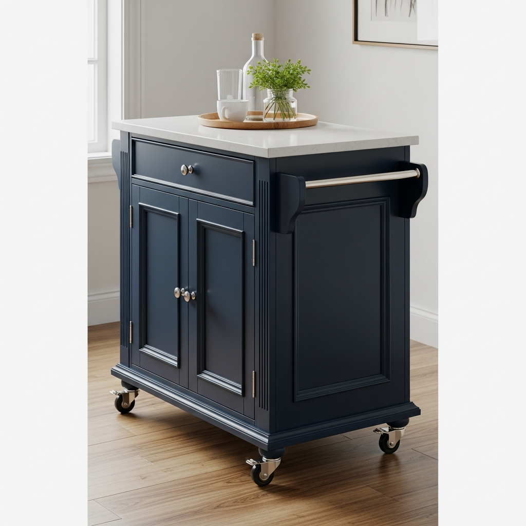 Navy Blue Transitional Rolling Island