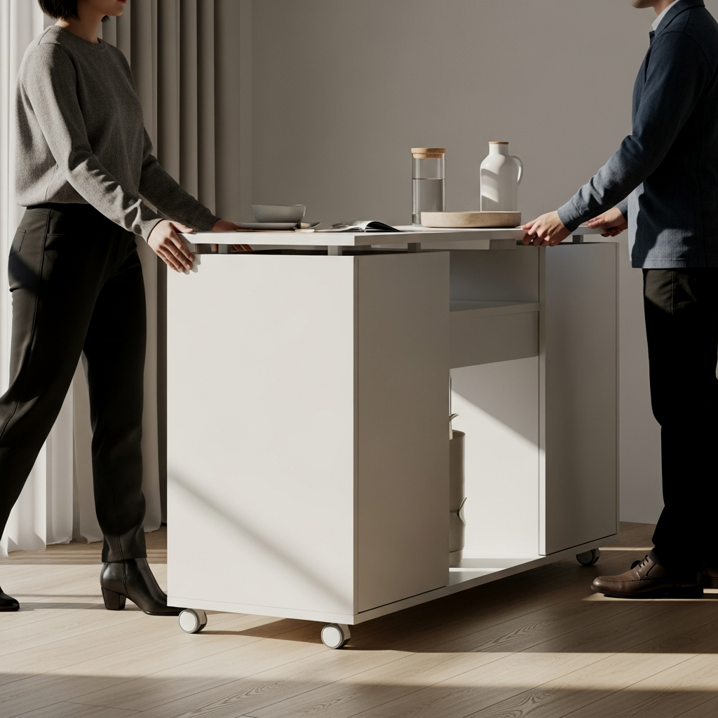 Minimalist White 'Lock-and-Go' Island